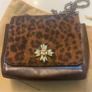 Patricia Nash Harlow Flap Crossbody in Leopard Haircalf EUC